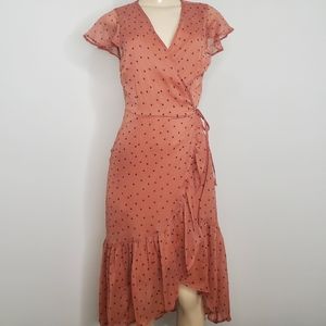 Abercrombie and Fitch | pink polkadot wrap around high-low dress size small